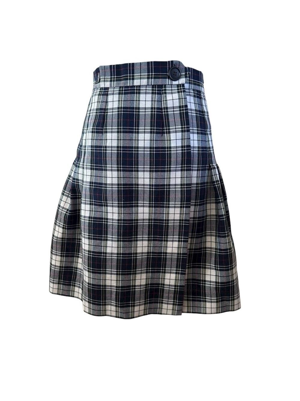 PLEATED TARTAN WRAP  SKIRT  WITH SINGLE SIDE POCKET Preppy, Collegiate